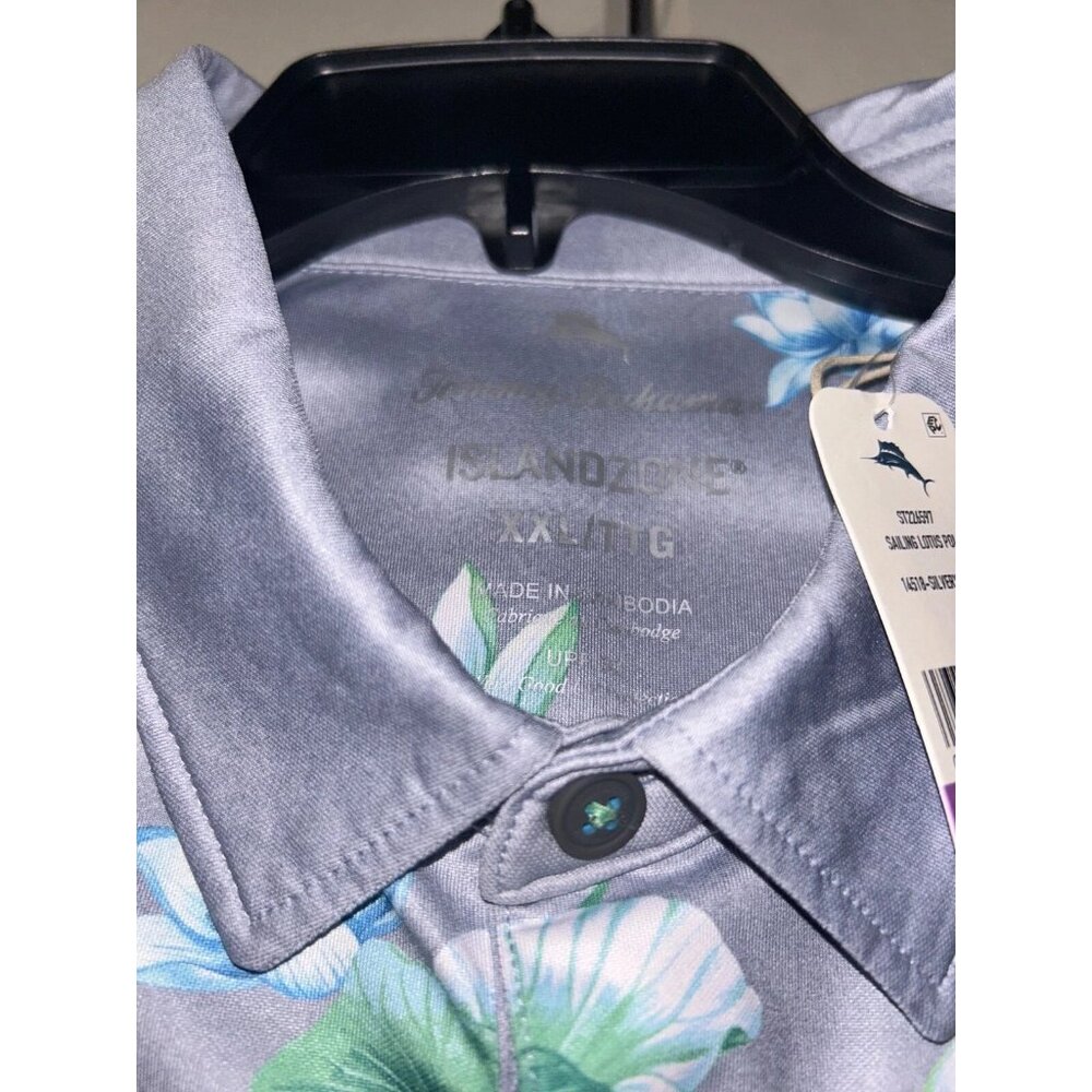 Tommy Bahama Sailing Lotus Performance Golf Polo Men's XXL Silvery Blue UPF 30 - Picture 4 of 7